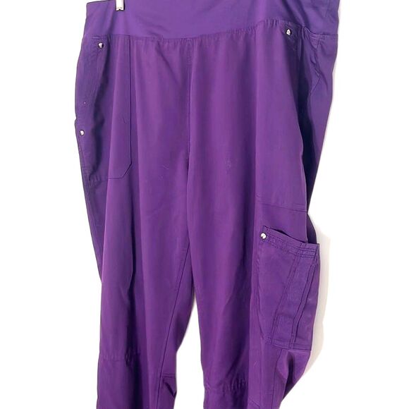 Healing Hands Scrubs Pants 5 Pocket Purple Label Cargo Tori Yoga Size XL Grape - Picture 5 of 11